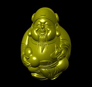 立体雕刻图财神仿古玉雕图电脑精雕图10080