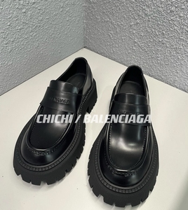 chi | Balenciaga/巴黎世家黑色TRACTOR厚底圆头乐福鞋皮鞋女士