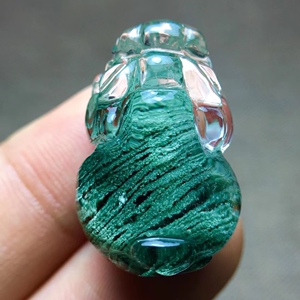 天然绿幽灵千层山聚宝盆貔貅吊坠 招财转运随身护身符吊坠男女