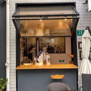 折叠窗上推拉窗上下折叠窗任意随停提升窗奶茶店外卖咖啡店全开窗