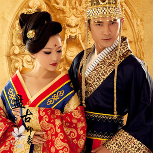 影楼摄影写真情侣古装主题唐装汉服皇帝皇后表演演出服装千秋岁引