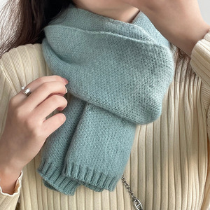 外贸原单剪标大牌出口韩国单九色软糯毛线针织保暖围巾女加厚围脖