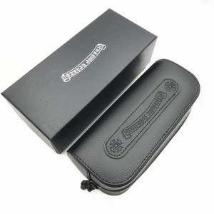 复古克罗心眼镜盒太阳镜近视镜墨镜收纳盒皮质拉链包装盒镜布套装