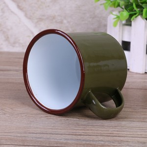 老式军绿色茶缸子搪瓷口杯搪瓷杯子为人民服务解放绿茶杯