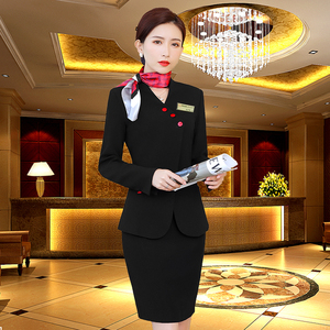 酒店收银服务员工作服秋冬装女长袖餐饮饭店前台客服接待工装制服