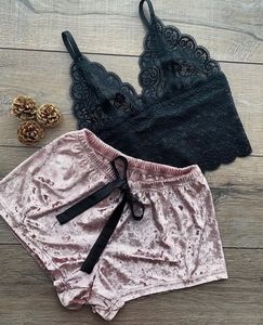 women Lace Pajama Set 外贸性感套头家居服无袖蕾丝吊带睡衣套装