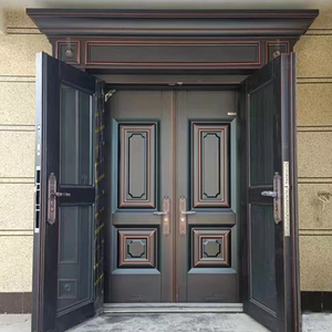 锌合金双层复合门别墅大门进户仿铜防盗玻璃客厅农村自建入户家用