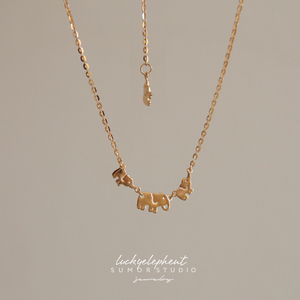 LuckyElephant小众设计个性可爱小象项链女925纯银锁骨链女颈链D2