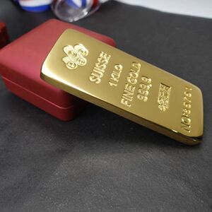 仿真铜镀金瑞士庞博金条1000克样品金条金店银行样品金条摆件