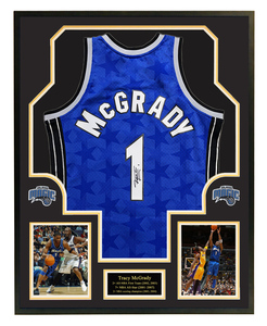 tmac麦迪亲笔签名球衣 魔术队蓝暗星 裱框 收藏 带证书