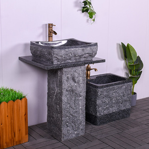 天然石头洗手盆户外洗手池庭院水池台盆阳台家用方形洗脸盆卫生间