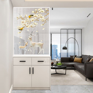 轻奢入户玄关柜客厅进门艺术玻璃屏风隔断鞋柜储物装饰柜现代简约