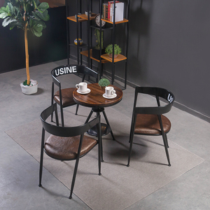 铁艺休闲酒吧洽谈椅子美式实木复古工业风奶茶店咖啡厅餐桌椅组合