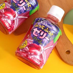 日本进口百佳ribbon摇摇乐葡萄味果冻啫喱10%果汁饮料295g