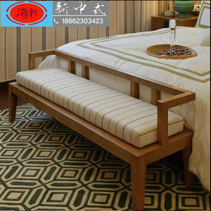 新中式实木床尾凳卧室床边脚踏凳简约换鞋凳长条凳床前沙发榻定制