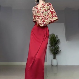 HARSIDE 新中式国风喜庆红色汉服套装改良马面裙三件套装裙