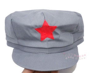 红军帽灰色八角帽复古五角星帽子新四军八路军演出表演帽成人儿童