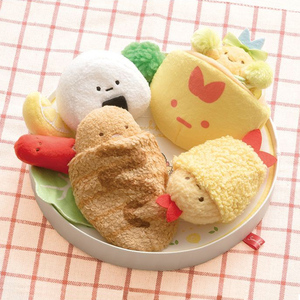 日本正版角落生物炸猪排套装炸虾尾沙包天妇罗毛绒玩偶小公仔礼物