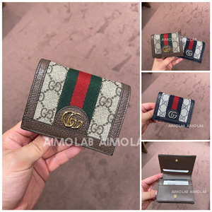 Aimo代购 Gucci 专柜款 经典老花双G标两折拉链钱包卡包 男女同款