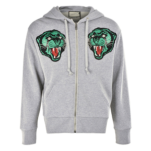 正品gucci 古驰 虎头字母刺绣拉链外套 男士连帽休闲卫衣 519681