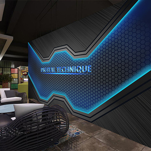 科技感3d墙纸酒吧ktv包厢背景科幻电竞网吧公司前台墙面装修壁纸