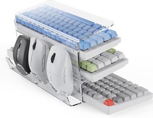 透明3层亚克力键盘展示架桌面托盘增高倾斜托支架鼠标收纳置物架