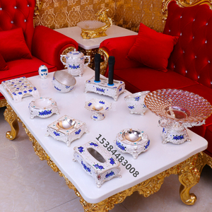 ktv摆台用品歌厅包厢台面摆件ktv专用水果盘金属话筒架烟缸纸巾盒