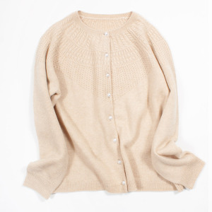 针织外套羊绒衣开衫妈妈装长袖圆领宽松大码纯羊绒毛衣女