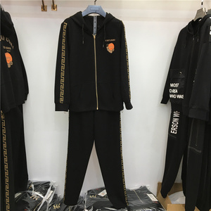 新旭翔正品2021秋冬新款时尚显瘦休闲太空棉运动两件套套裤女