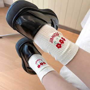 白色袜子女夏季薄款中筒袜纯棉ins潮可爱日系长袜韩版堆堆袜夏天