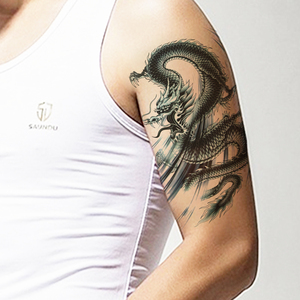 纹身贴防水男持久花臂韩国个性ins暗黑图腾胸前遮疤手臂仿真刺青