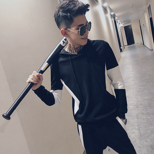 春秋季休闲连帽卫衣套装男潮牌帅气搭配裤子痞帅精神小伙两件一套