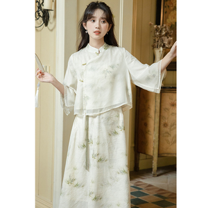 新中式国风套装女装2024新款夏季改良旗袍连衣裙小个子日常汉元素