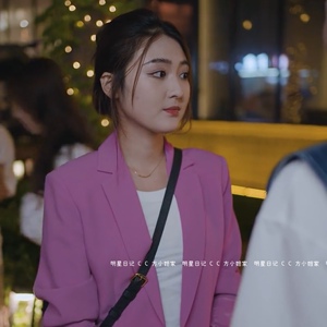 乔七月同款欧美女装 2022春季新款 纽扣饰修身休闲西装外套 裤子2