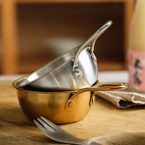 舍里韩式不锈钢小吃碟米酒碗带把火锅调料味碟料理碗家用蘸料碟子