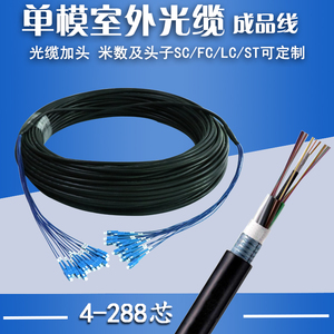 室外单模铠装架空光缆4 6 8 12芯成品光缆跳线免熔接千兆万兆光纤