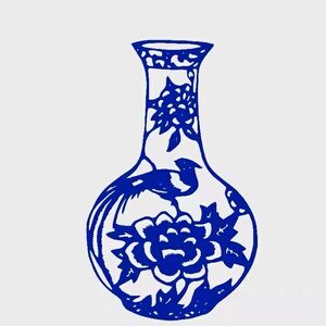 手工窗花青花瓷器剪纸工艺作品 传统镂空剪纸画 玻璃窗贴纸