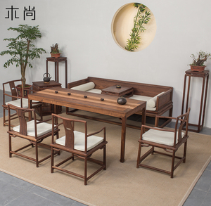 老榆木罗汉床茶桌
