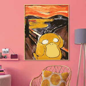 可达鸭呐喊恶搞装饰画喷绘油画名画小黄人挂画儿童房休闲吧墙壁画