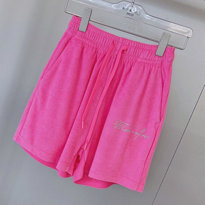 五分裤高温烫钻字母logo休闲运动松紧腰直筒阔腿短裤ins潮热裤女