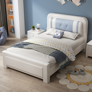 1.35米单人床小户型家用现代轻奢可定制全实木床储物1米2儿童床
