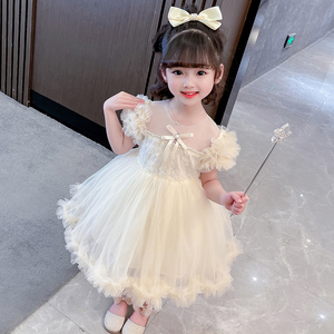 女童夏季连衣裙儿童蓬蓬纱裙2024新款洋气时髦女宝宝礼服装公主裙