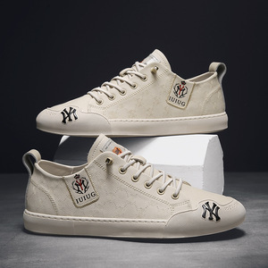 2023秋款奥伦男鞋百搭软底皮鞋青年休闲板鞋真皮潮流懒人小白鞋