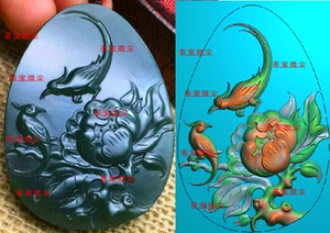 花鸟喜鹊牡丹玉雕图46牌wsd16浮雕图灰度图电脑雕喜上眉梢精雕图
