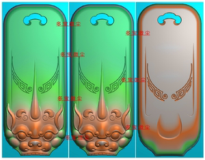 仿古兽头 招财瑞兽 无事牌 精雕图 浮雕图玉雕图a55 电脑雕刻 jdp