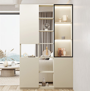 玄关柜装饰柜门厅客玻璃厅组合轻奢白色门现代简约小户型鞋柜酒柜