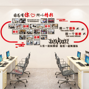 员工风采照片墙展示墙企业团队激励文化墙相框公司标语办公室装饰