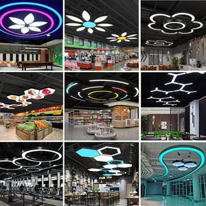 六边形吊灯造型灯创意异形空心圆y形弧形水果店商场超市专用led灯