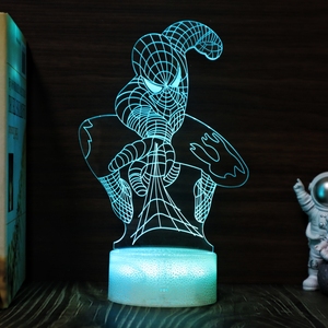 漫威蜘蛛侠3d小夜灯创意科幻led立体视觉台灯卧室床头灯生日礼物