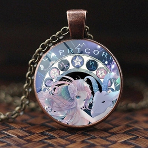 十二星座宝石宇宙玻璃十二星座守护石项链水晶石12星座宝石吊坠